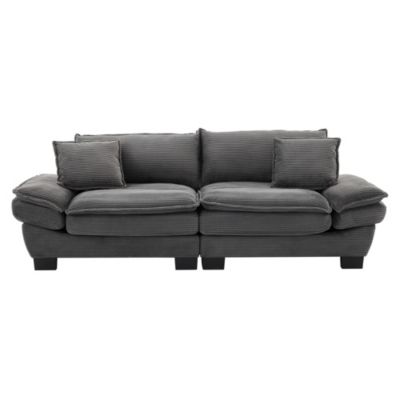 Corduroy Sleeper Sofa with Pillows