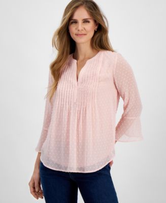 売れ筋商品|||スタイルアンドコー カットソー トップス レディース Women's Textured Pintuck Ruffle Sleeve Top, Regular & Petite, Created for Macy's Peachy Pink Style & Co Women's Textured Pintuck Ruffle Sleeve Top