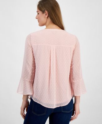 Женский текстурированный топ Style & Co с оборками на рукавах, обычный и миниатюрный, созданный для Macy's