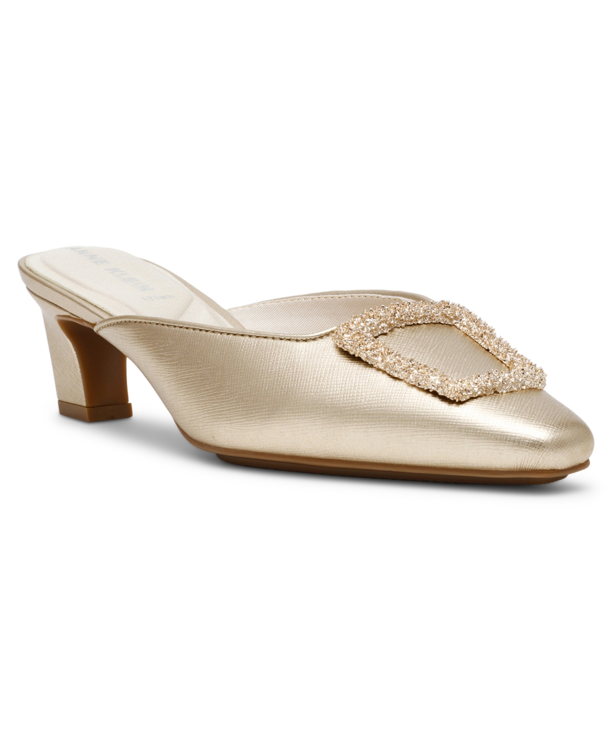 Anne Klein Women's Star Crystal Ornament Kitten Heel Mules
