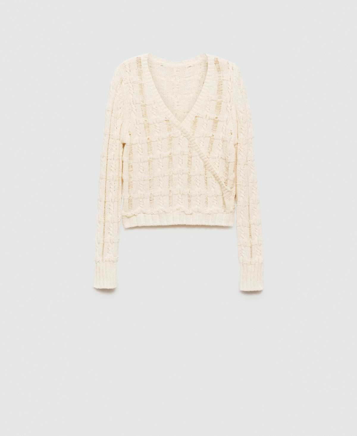 Mango Women's Open-Knit V-Neck Sweater