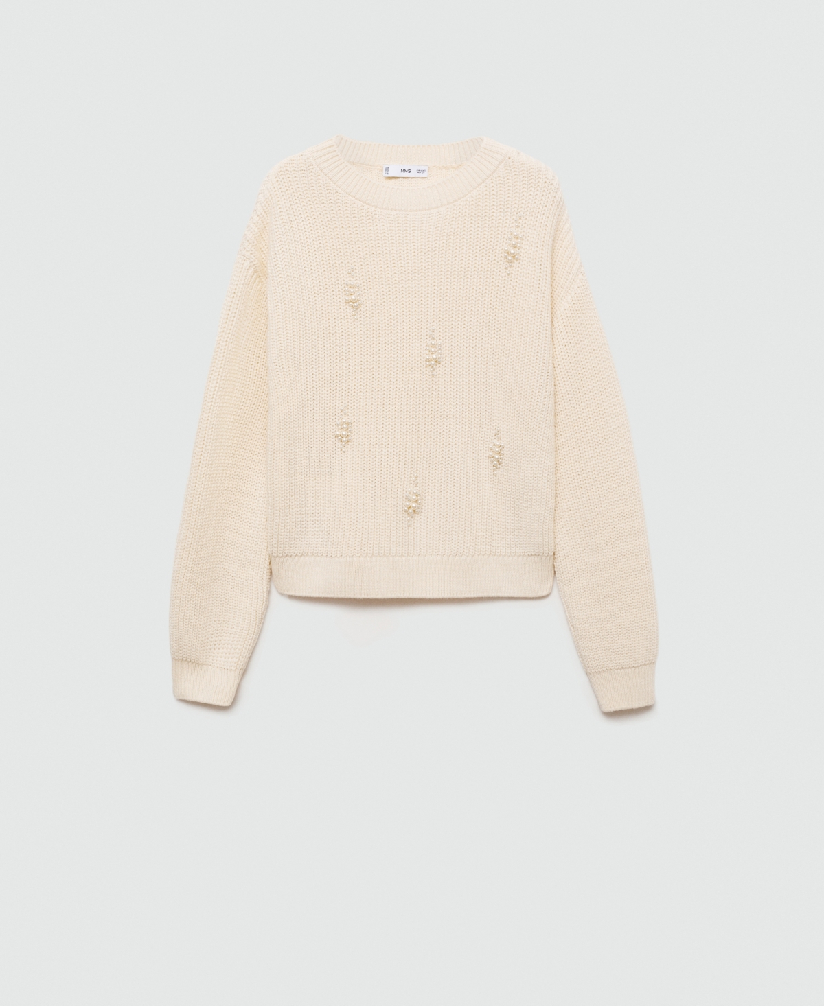Mango Pearl Chunky-knit Sweater Ecru In Ecru