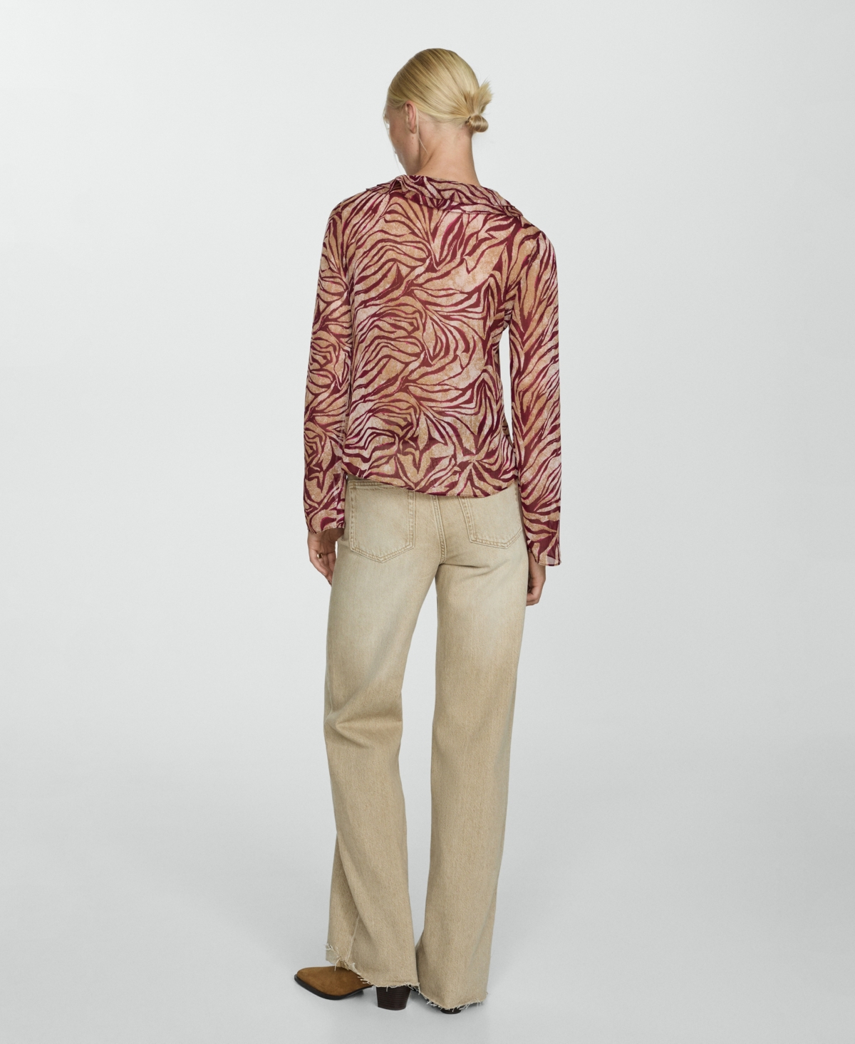 Mango Women's Ruffles Printed Blouse