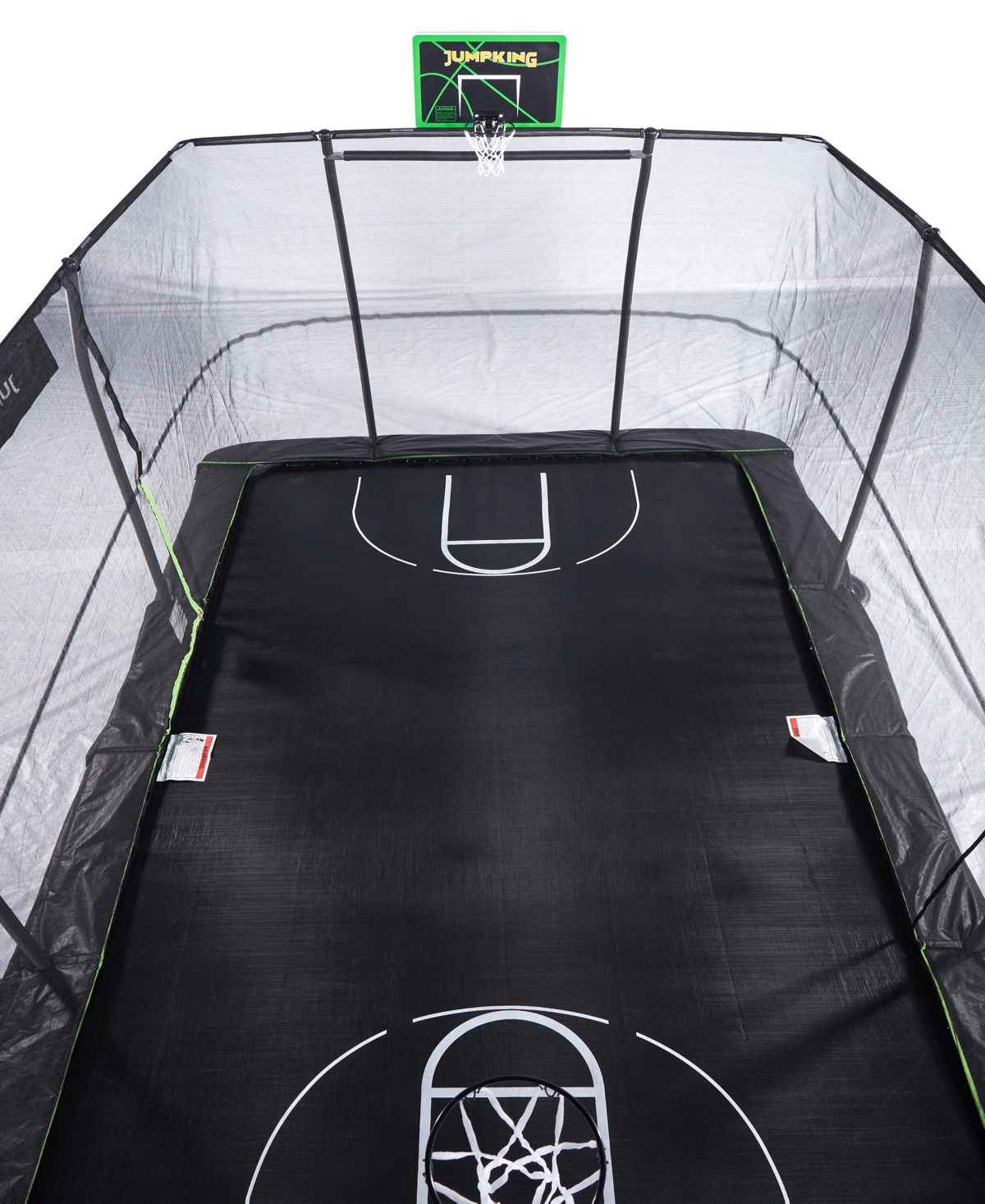 JumpKing 10' x 15' Rectangle Trampoline includes 2 Basketball Hoops with Breakaway Rim and Ladder