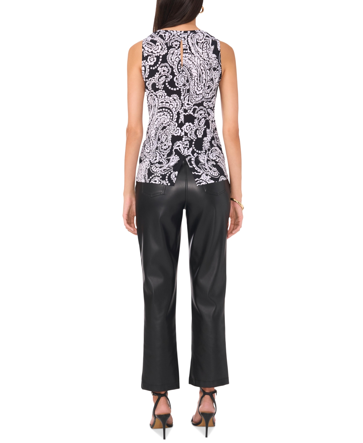 Vince Camuto Women's Paisley-Print Keyhole Sleeveless Top