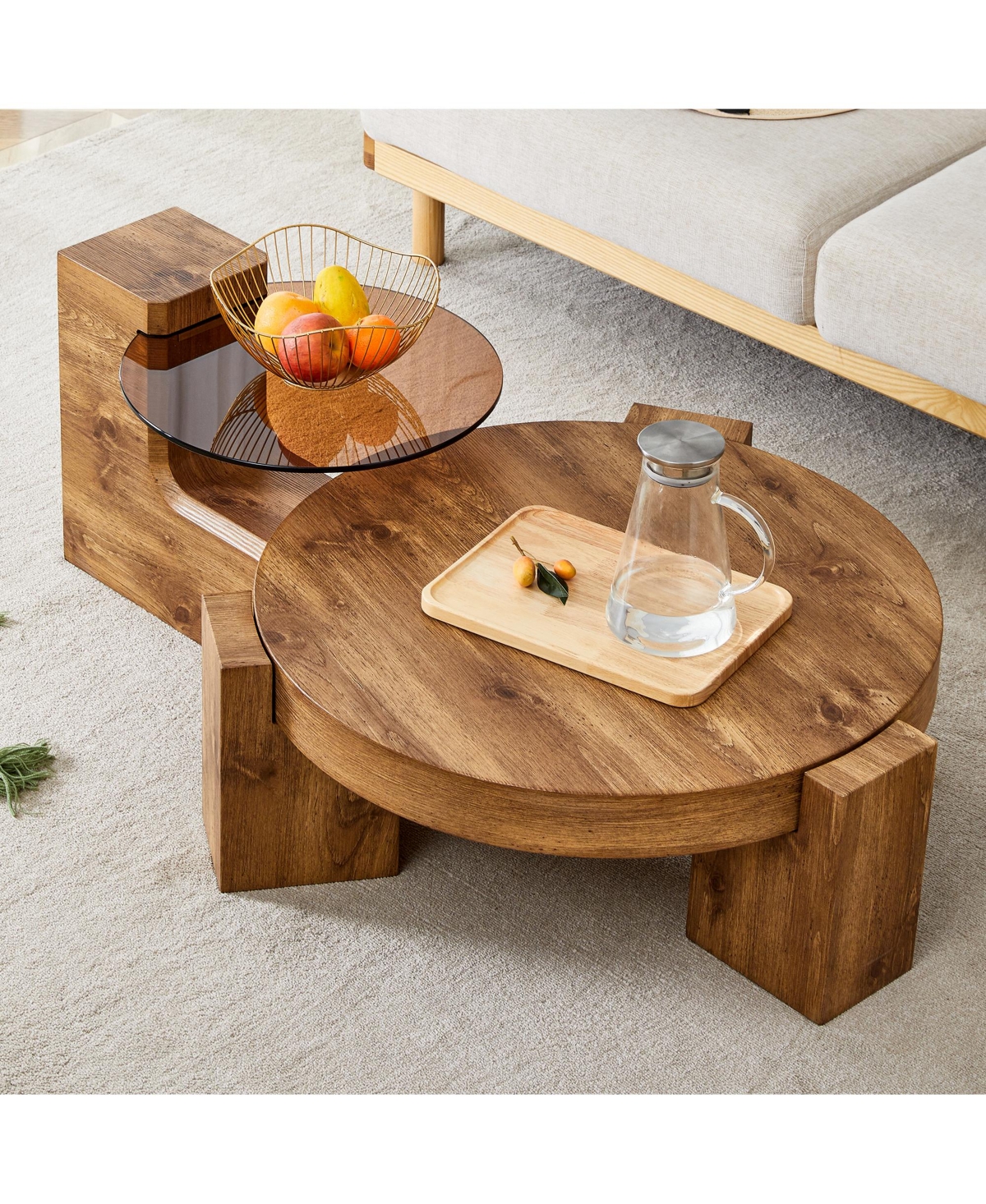 Streamdale Furniture The detachable double-decker coffee table, the stylish design is more precious, and the detachable design can make the use of spa