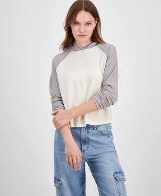 Hippie Rose - Juniors' Colorblocked Waffle-Knit Hoodie