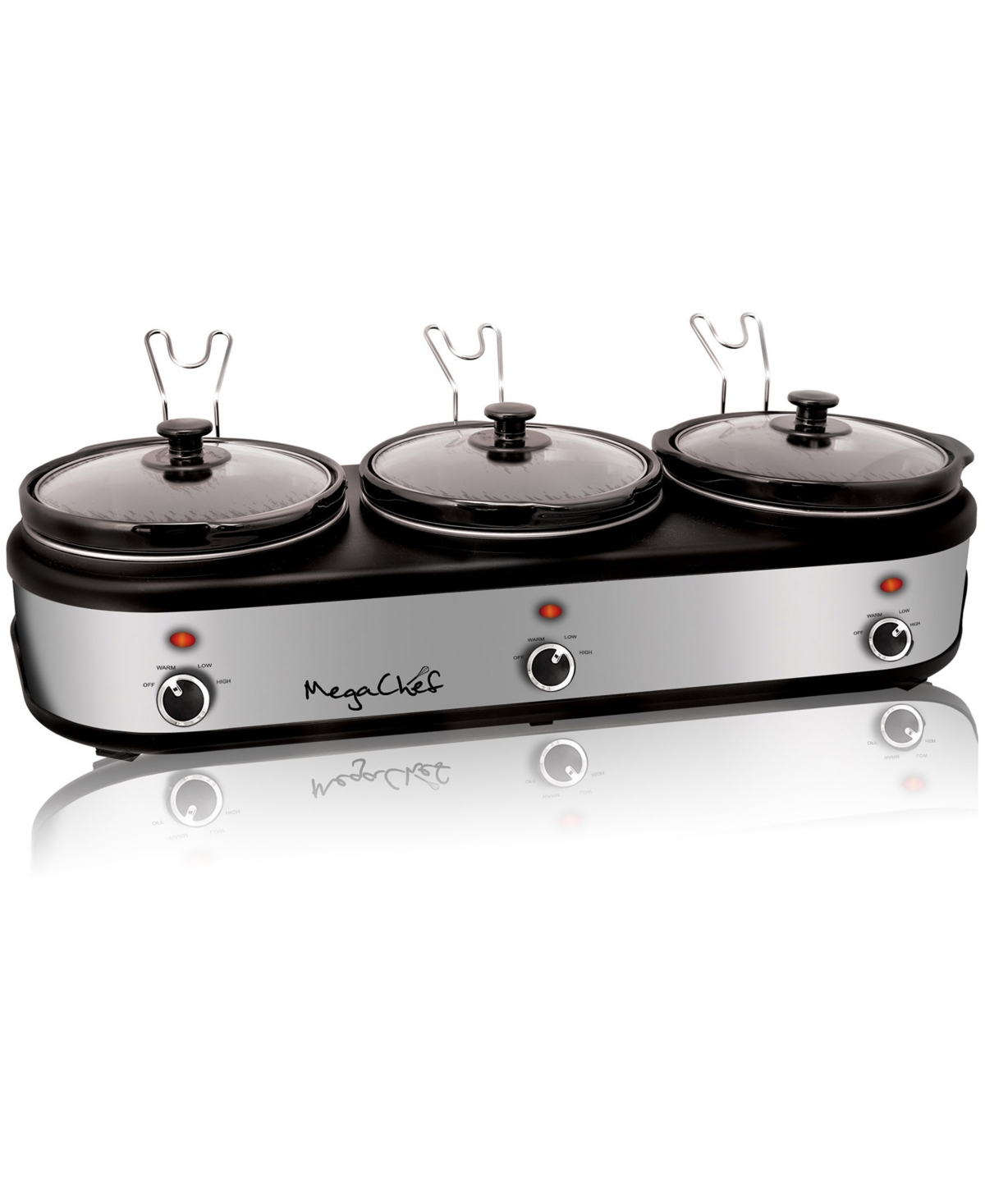 Megachef Triple 2.5 Quart Slow Cooker And Buffet Server In Silver