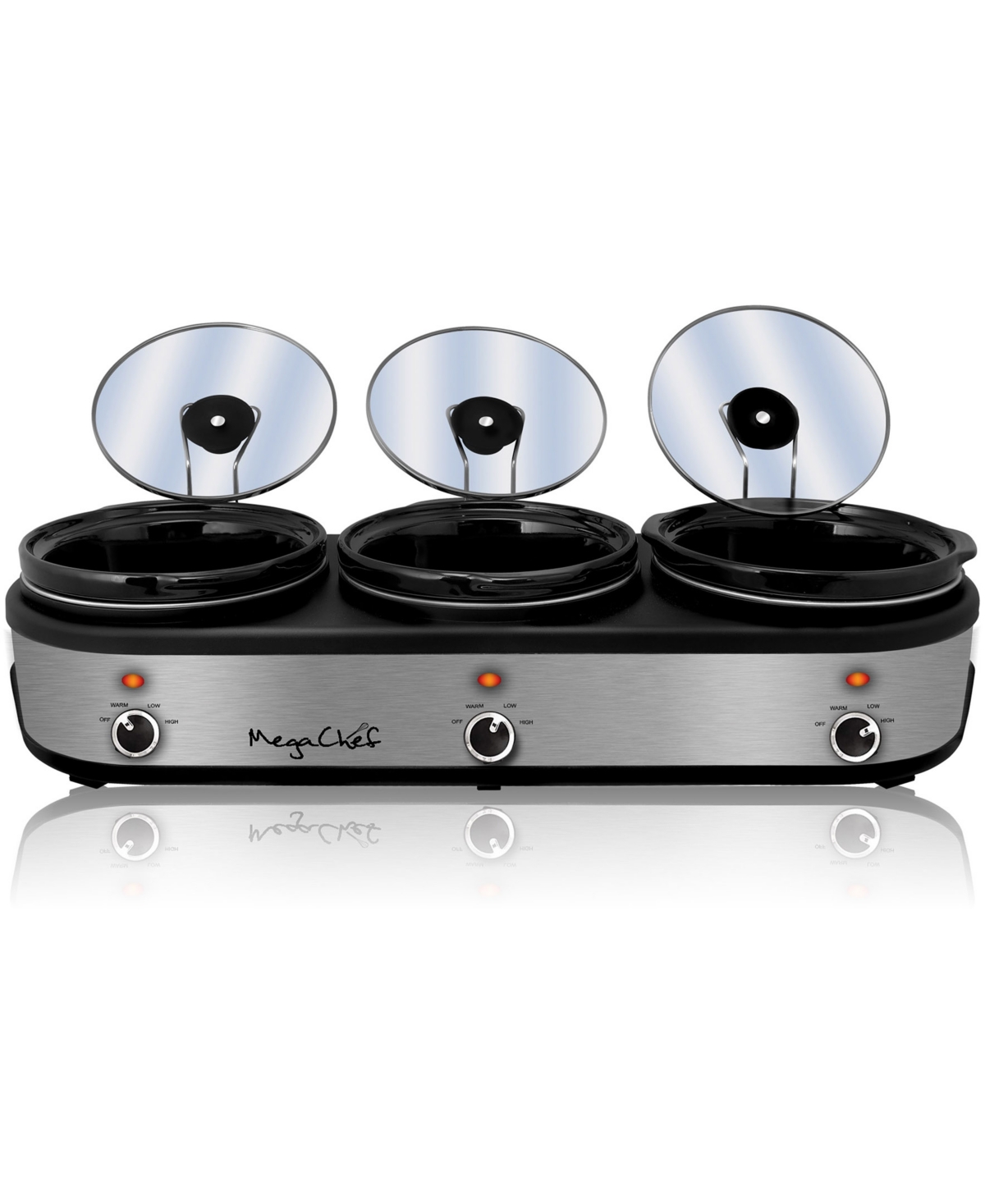 Megachef Triple 2.5 Quart Slow Cooker And Buffet Server In Silver