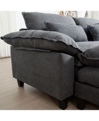 154.8" Oversized Modular Sofa, Ice Velvet Large U-Shaped Couch Comfy Upholstered 4-Seat Sofa with 2 Ottoman, 4 Lumbar Pillow, Deep Seat Couch for Living Room