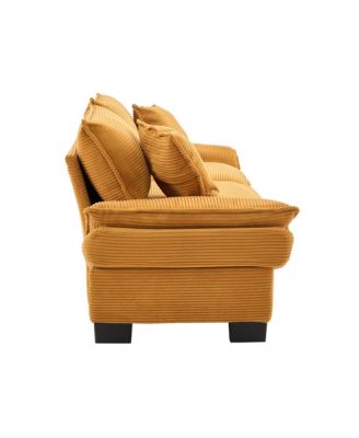 Corduroy Sofa Bed with Plush Pillows