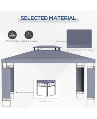 10' x 13' Patio Gazebo, Double Roof Outdoor Gazebo Canopy Shelter with Screen Decorate Corner Frame, for Garden, Lawn, Backyard and Deck, Gray