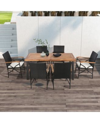 4PCS Patio PE Wicker Dining Chairs with Soft Zippered Cushions Armchairs