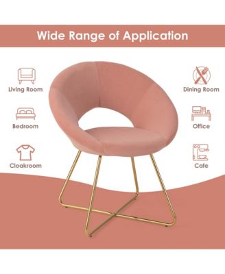 Set of 2 Modern Velvet Accent Chair Upholstered Vanity Leisure Chair Metal Legs