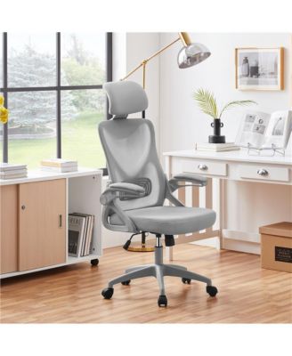 High Back Mesh Office Chair with 90° Flip-up Armrest, Adjustable Padded Headrest, Lumbar Support