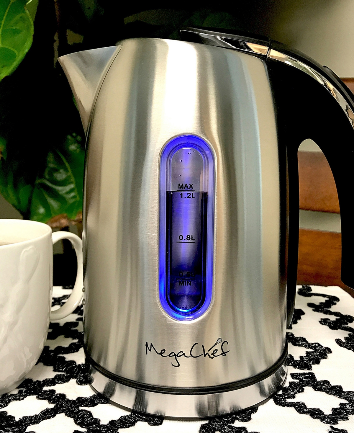 Megachef 1.2 Quart Steel Electric Tea Kettle In Silver