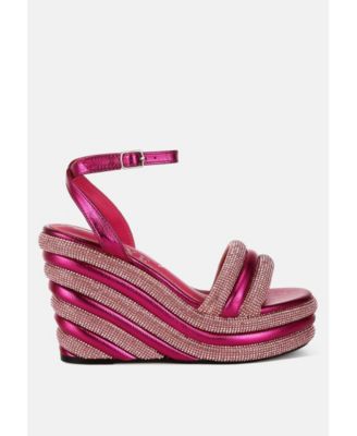 Womens My Bliss Rhinestone Studded Wedge Sandals