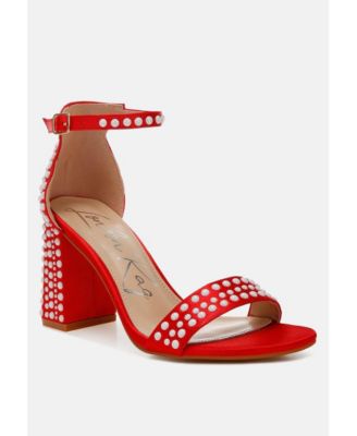 Womens Klebba Pearls Embellished Satin Sandals