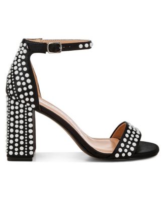 Womens Klebba Pearls Embellished Satin Sandals