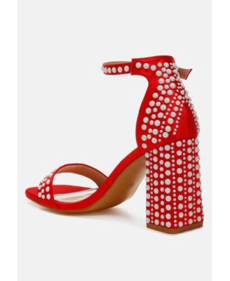 Womens Klebba Pearls Embellished Satin Sandals