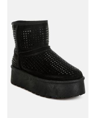 Womens Xoras Chunky Rhinestones Ankle Boots