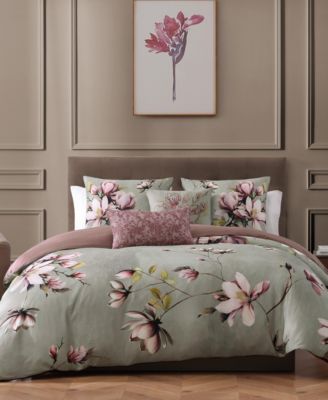 Purple Lilies Bedding 5 Piece King Size Reversible Comforter Set