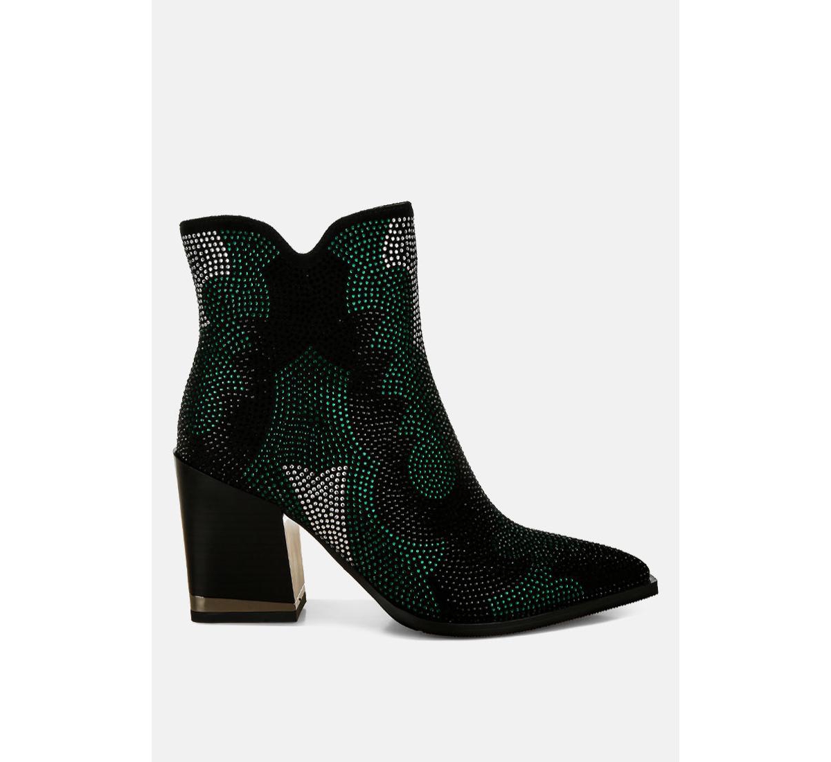 London Rag Zarka Rhinestones Embellished Block Heel Boots