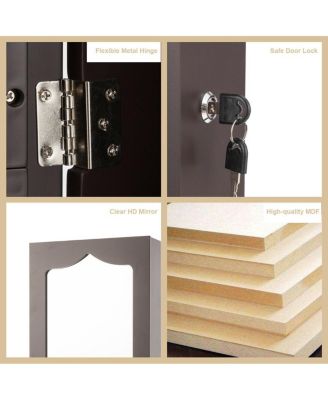 Door Hanging Mirror Jewelry Armoire with Full Length Mirror and 6 Drawers