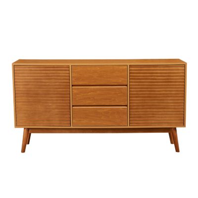 JaydenMax Modern TV Stand, Slatted Entertainment Center