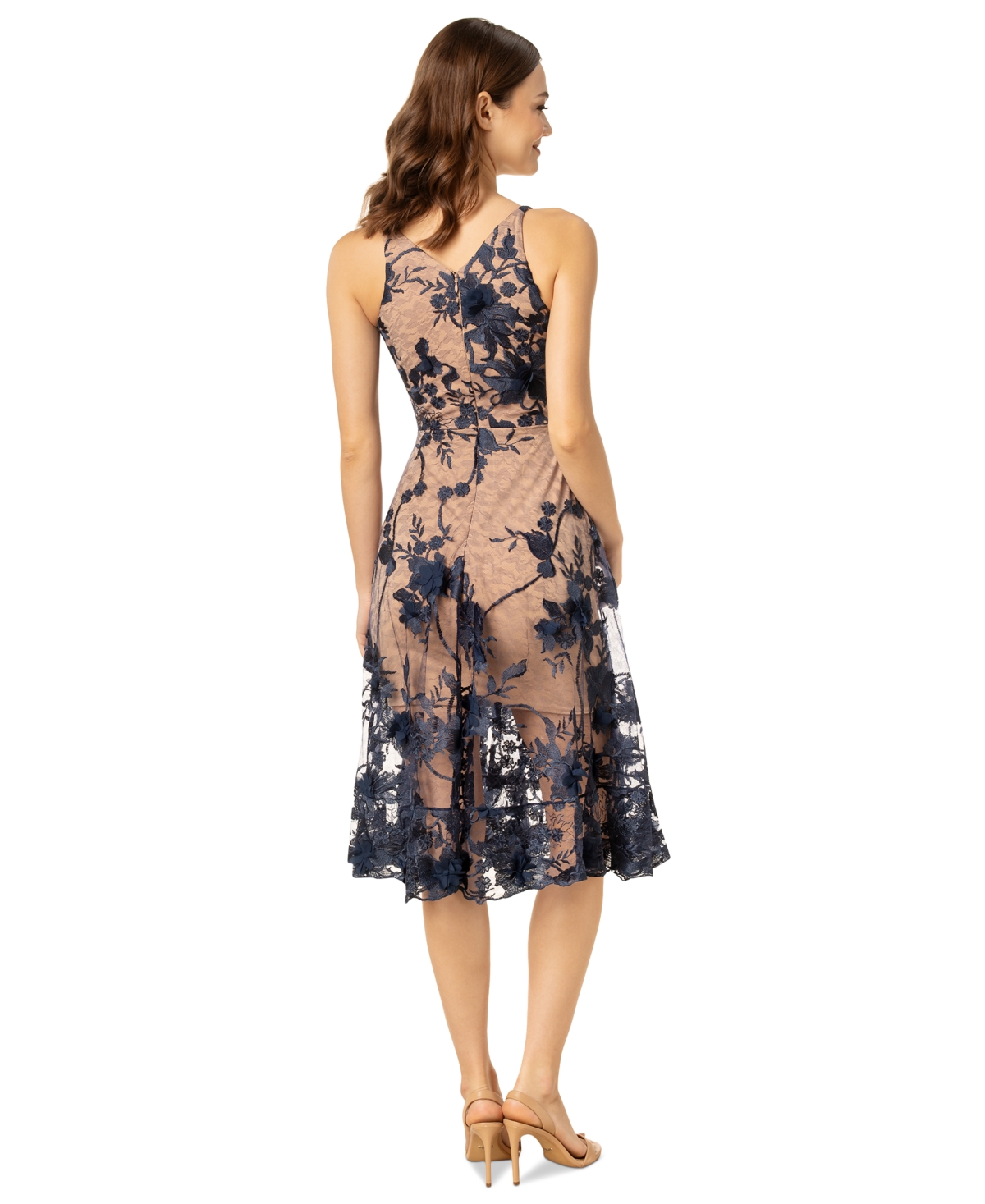 DRESS THE POPULATION AUDREY FLORAL APPLIQUE LACE DRESS 