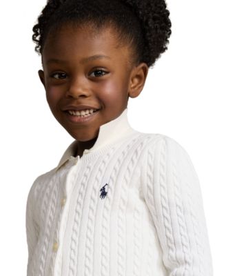 Girls 2T-6X Cable-Knit Cotton Cardigan