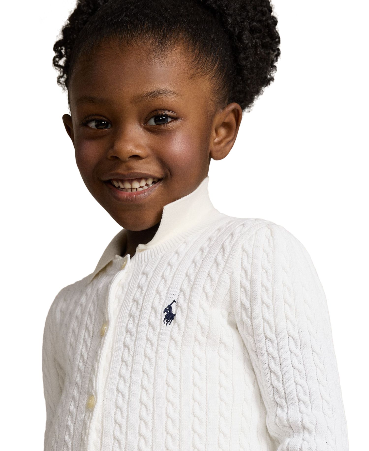 Girls' 2T-6X Cable-Knit Cotton Cardigan