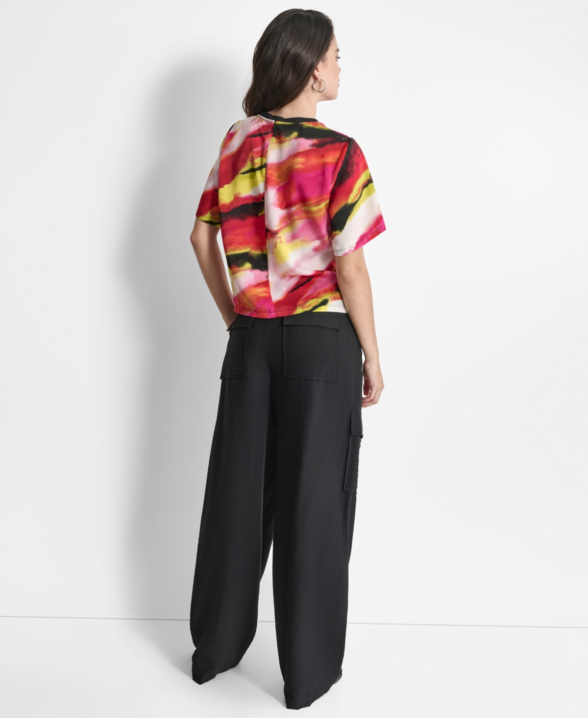 Dkny Women's Printed Drapey Short-Sleeve Blouse