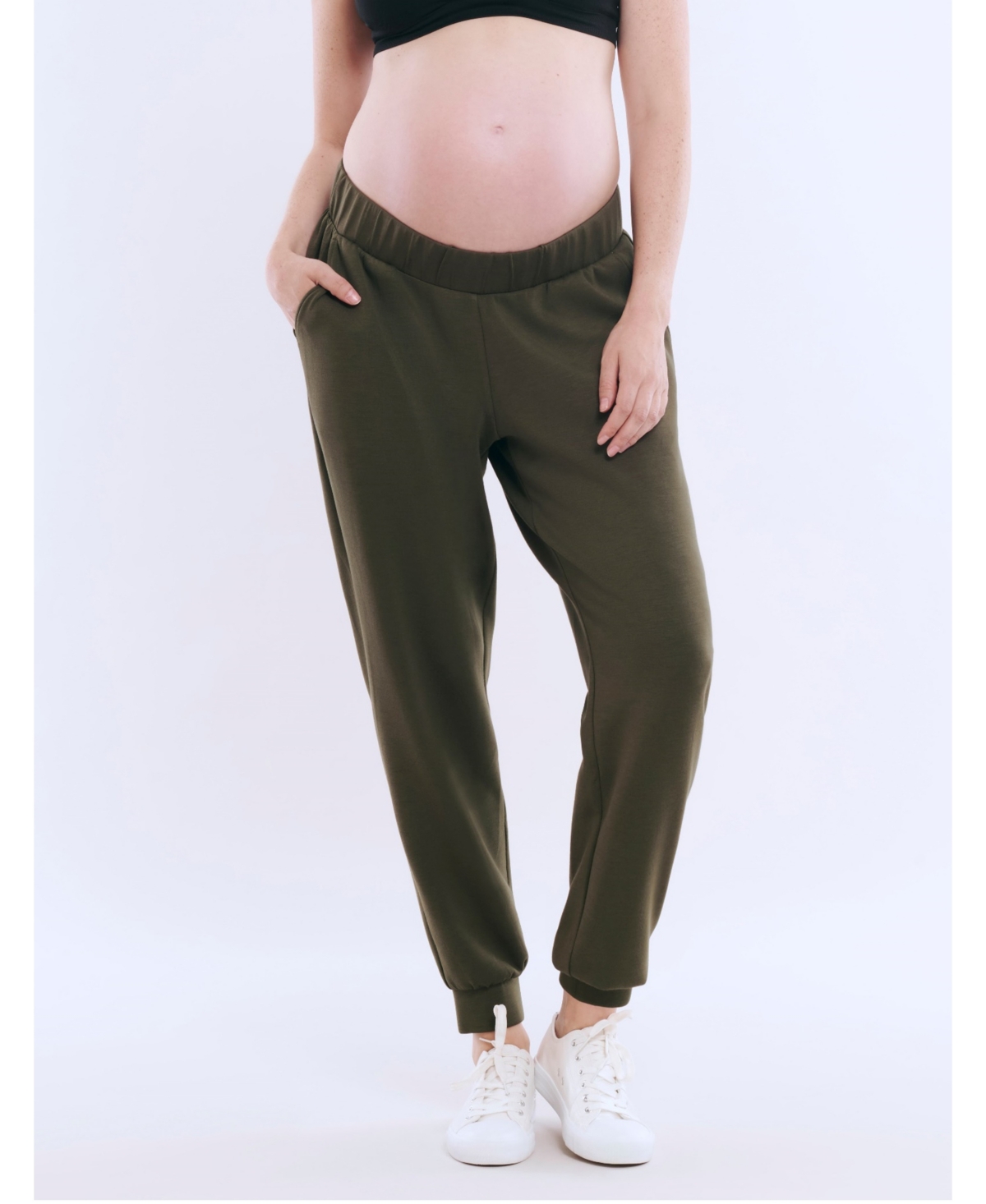 Women's Under the Belly Side Pockets Scuba Jogger - Motherhood Maternity