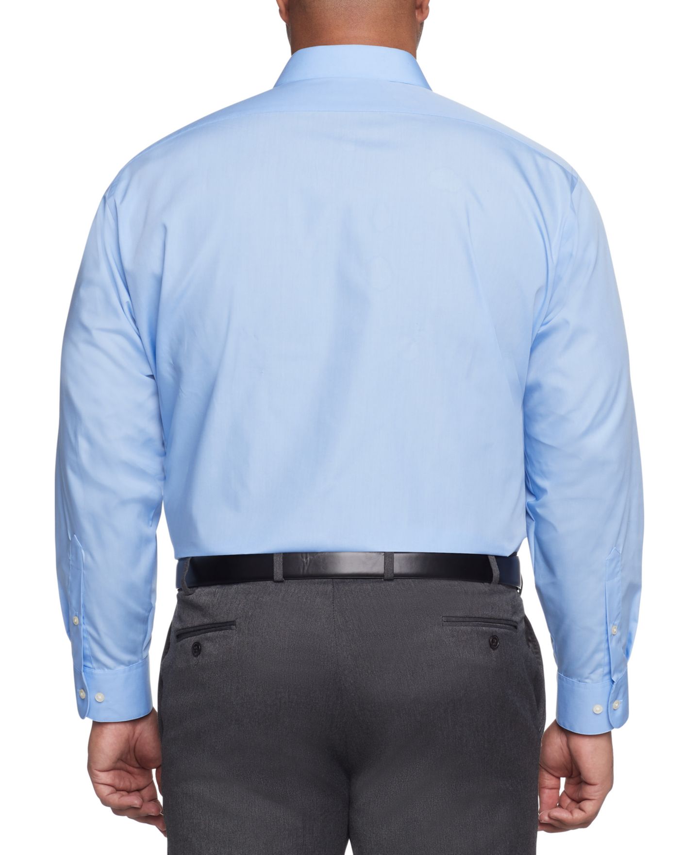 Мужская рубашка Van Heusen Big & Tall Regular-Fit Wrinkle-Free Poplin Solid Dress Shirt, цвет: Синий, вариант 1 — фото 2