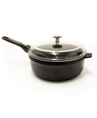 GEM 11" Nonstick Saute Pan 4.6Qt., Detachable Handle, Black, Glass Lid