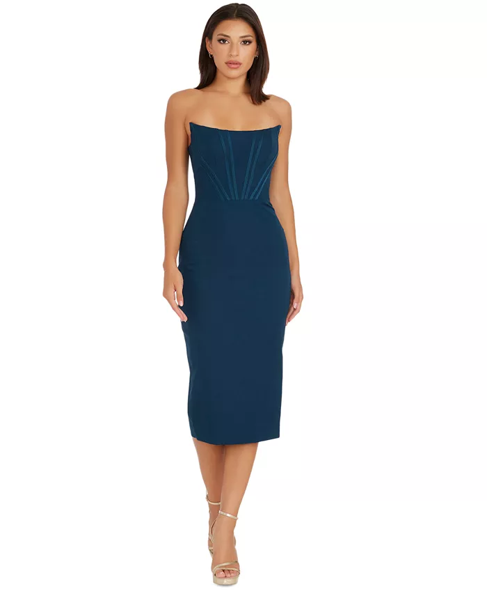 Women's Corset Strapless Midi Dress - thumbnail 4