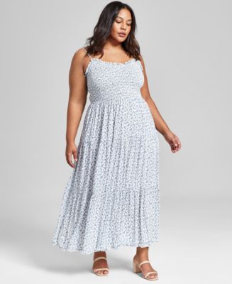 And Now This Plus Size Smocked Maxi Dress, Created for Macy's - Macy's