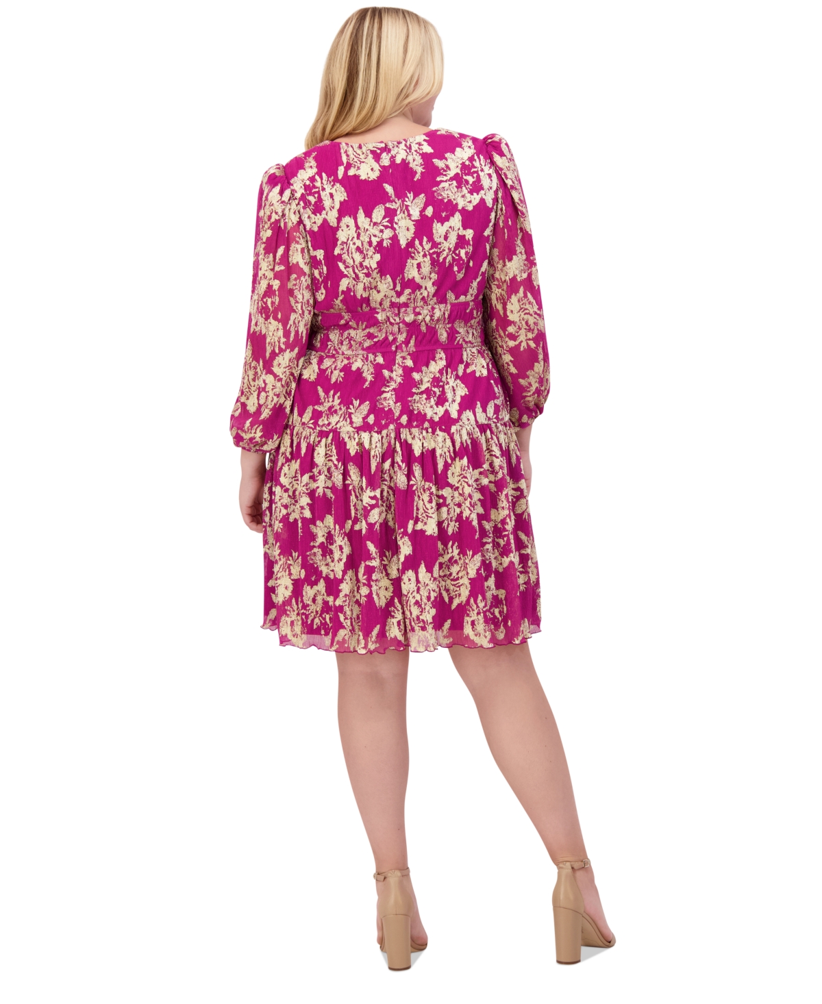 Vince Camuto Plus Size Metallic Crinkle Fit & Flare Dress