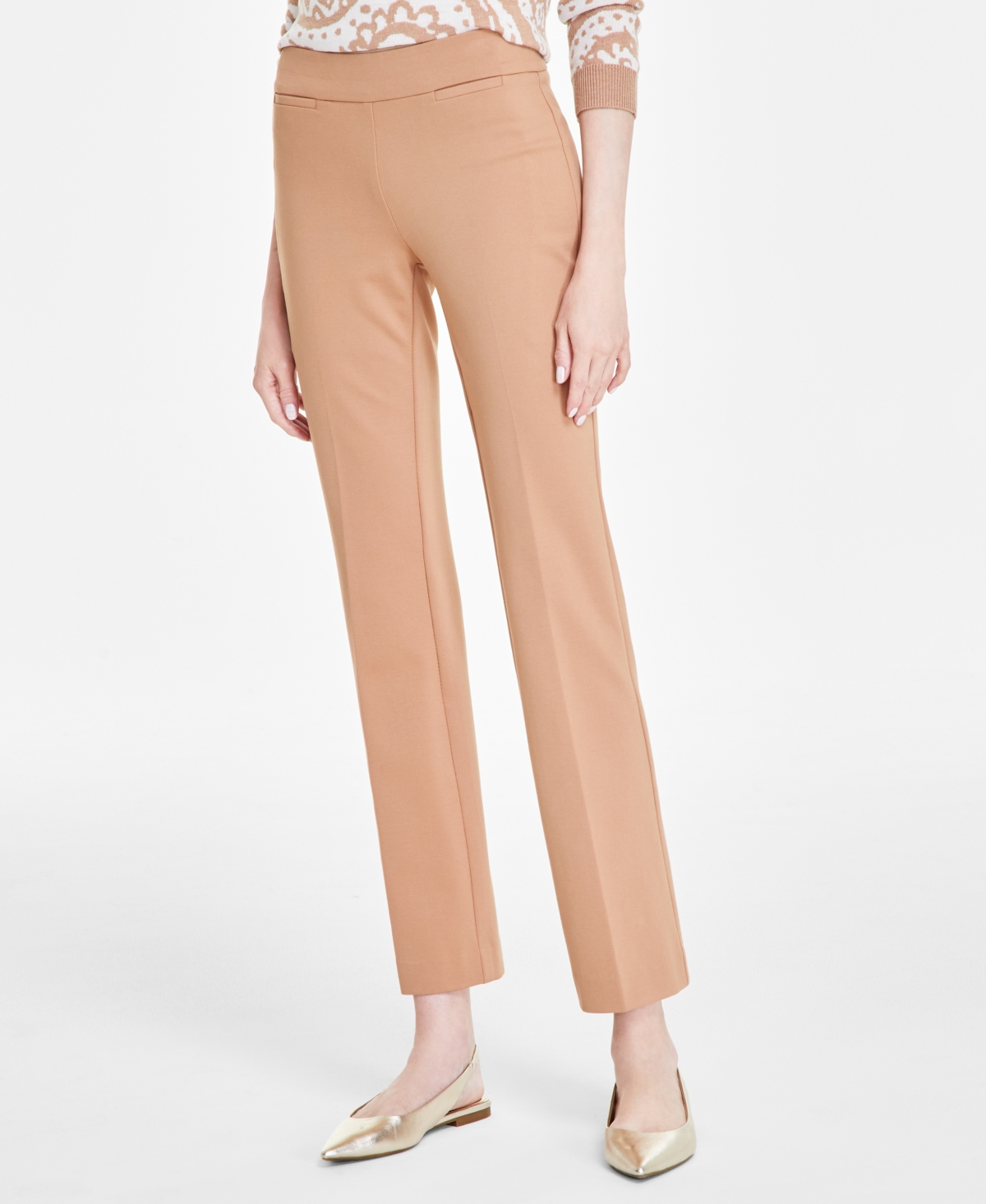 Jones New York Women's Nyc Compression Bootcut Pull-on Pants In Praline