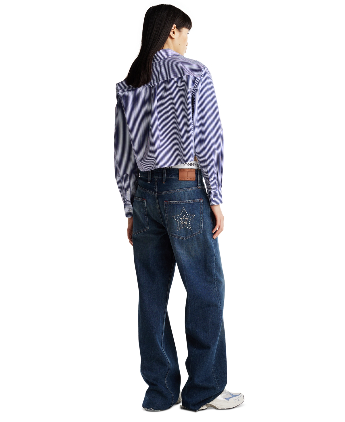 Tommy Jeans Women's Cropped Relaxed Poplin Shirt -WHITE STRIPE