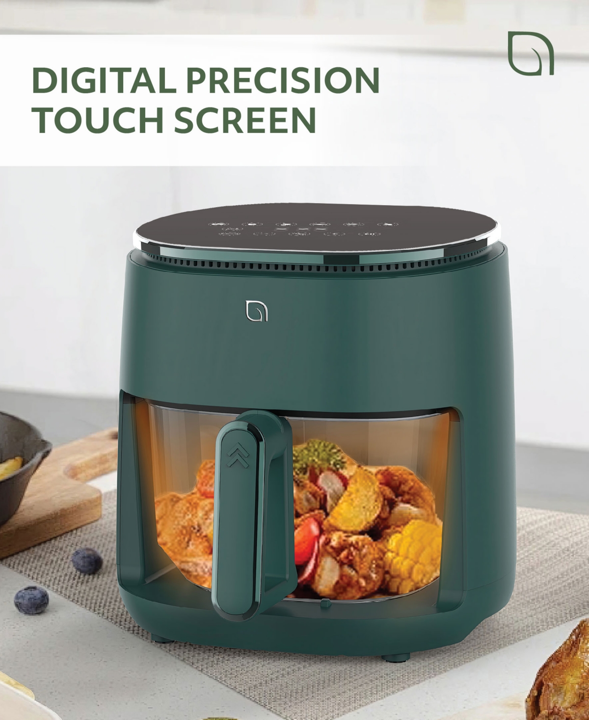 Willow Kitchen 5QT Digital Glass Air Fryer - Self-Cleaning, Digital Touch Screen, Healthier Frying, Watch Your Food Cook