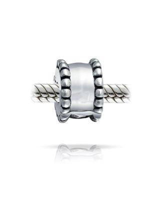 Beaded Trim Detail Spacer Clasp Stopper Bead Charm 925 Sterling Silver