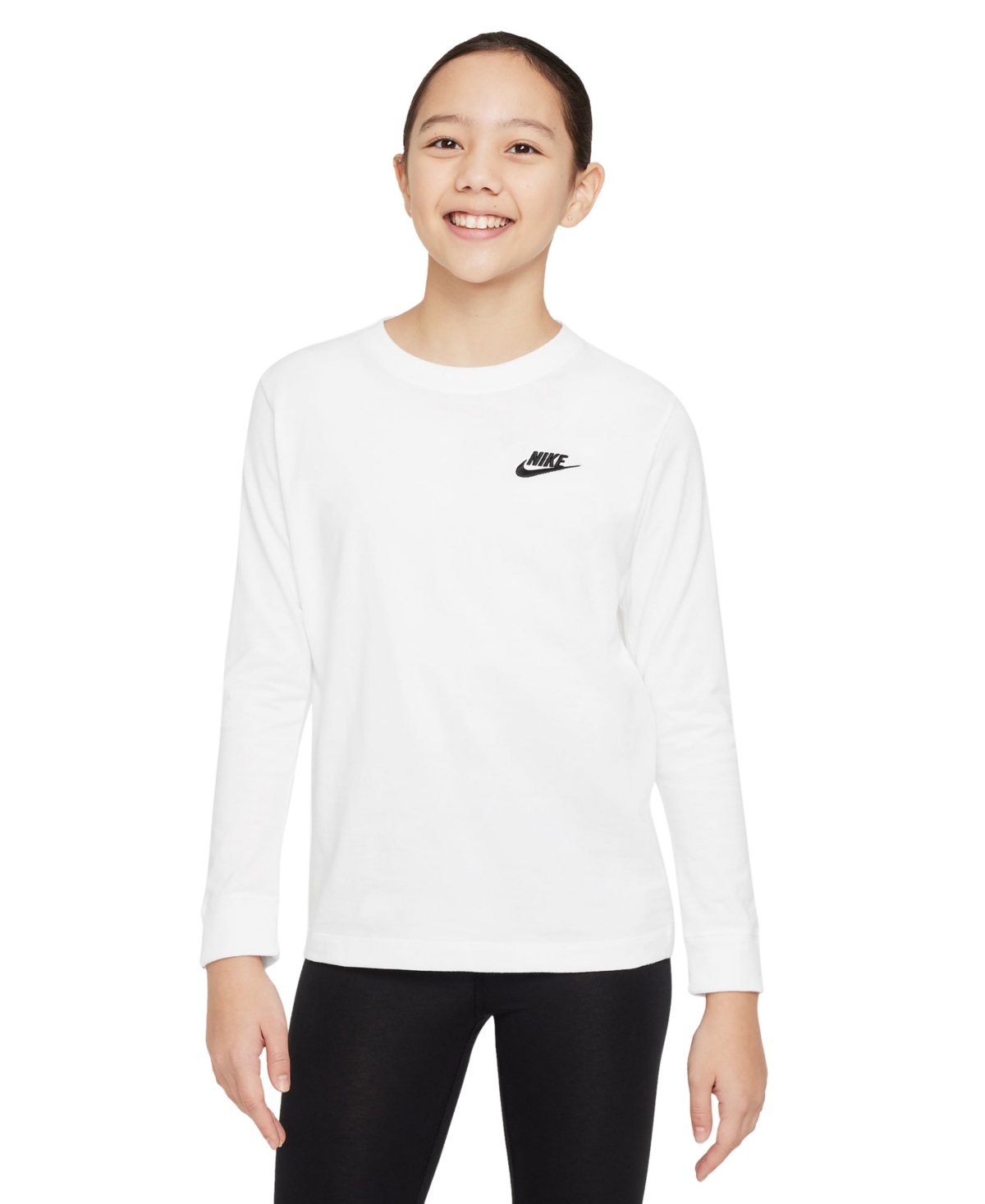 Nike Big Kids Sportswear Logo Embroidered Long-Sleeve T-Shirt