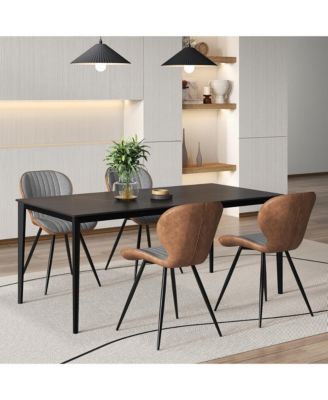 4 Set Armless Dining Chair w/ Curved Backrest U-shaped Seat & Non-slip Foot Pad