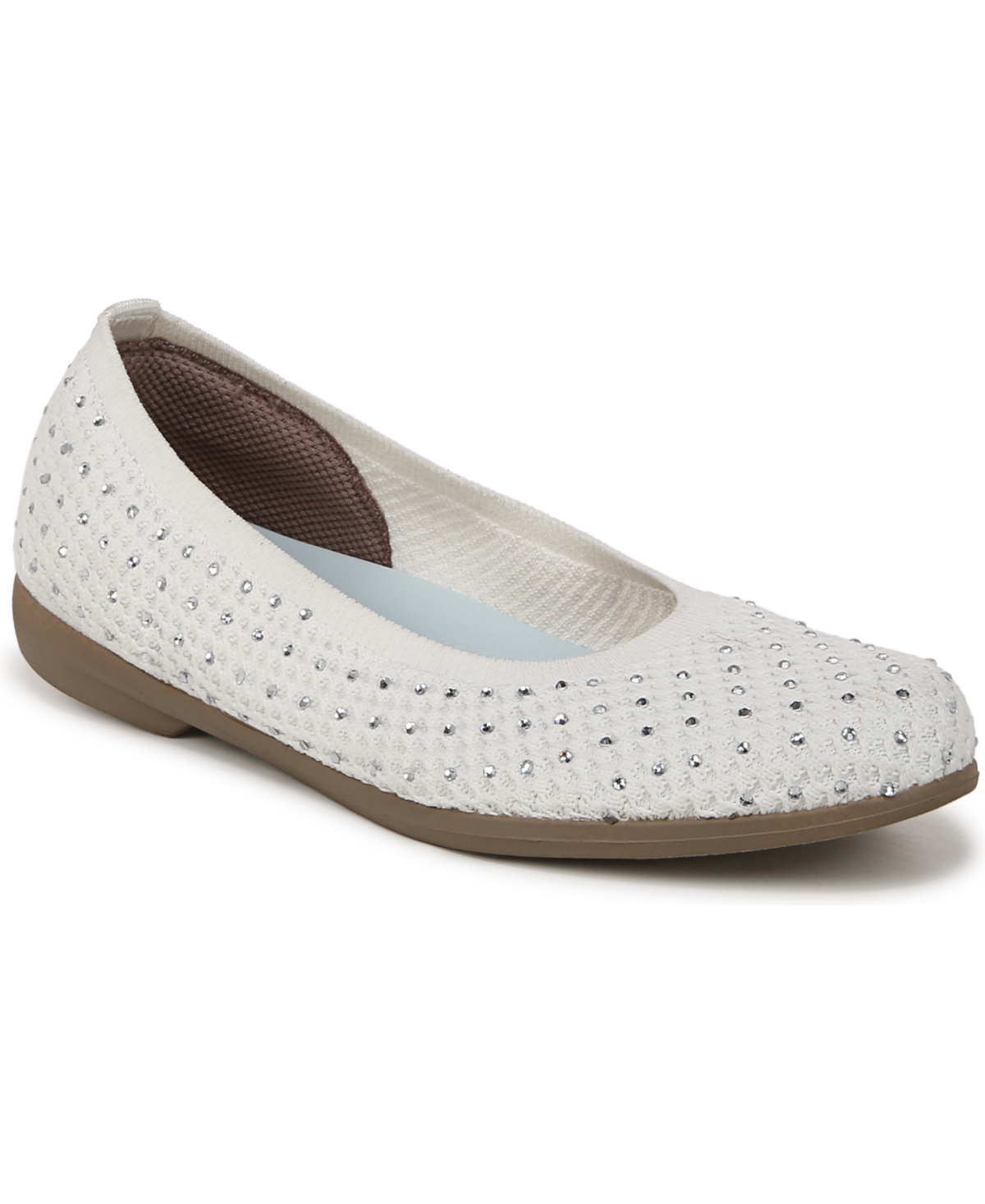 Bzees Kallie Washable Ballet Flats In Bright White Knit Fabric