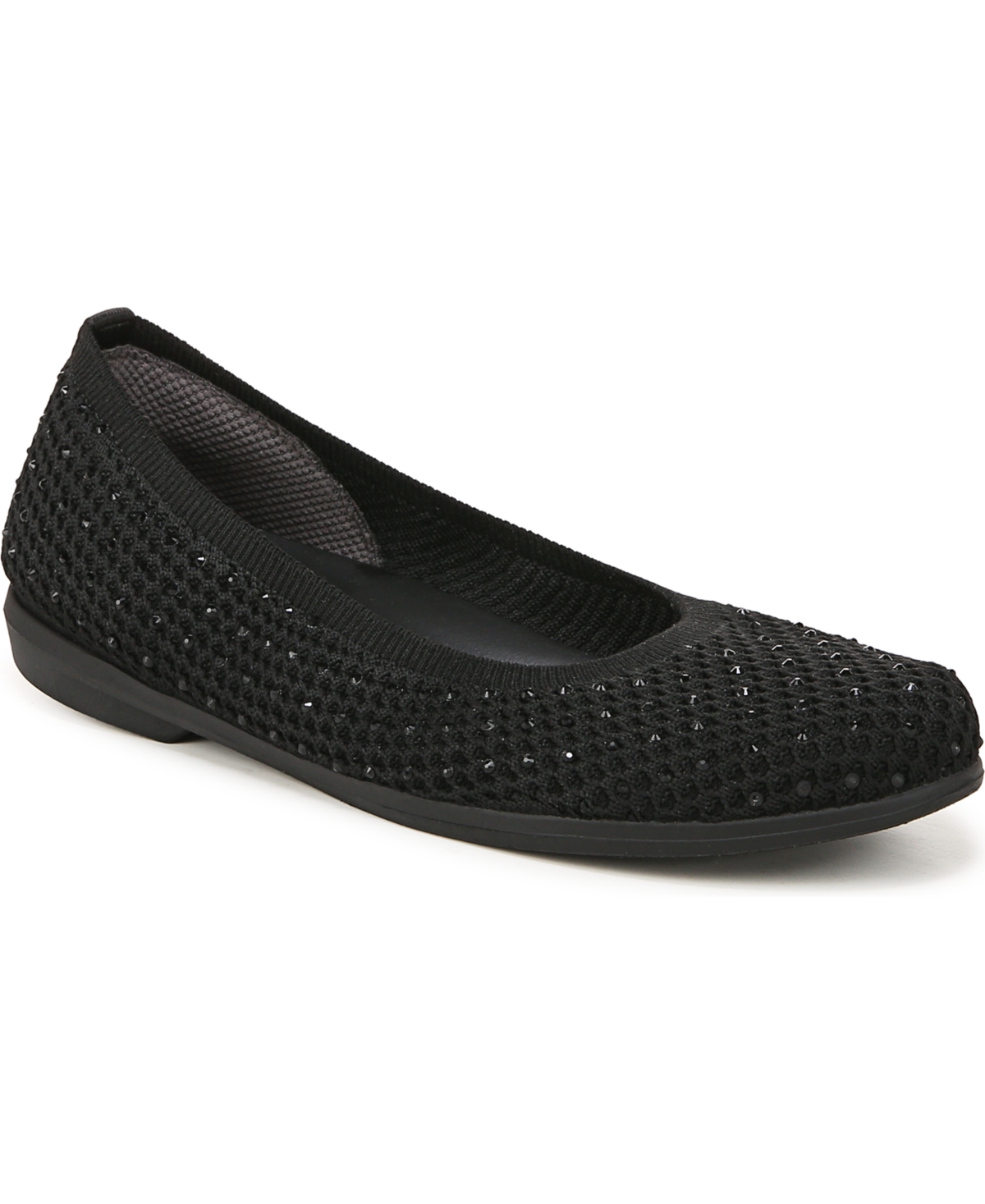 Bzees Kallie Washable Ballet Flats In Black Knit Fabric