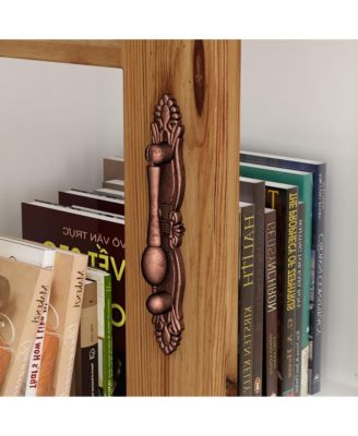 White Wooden 3-Shelf Standard Bookcase with Acrylic Door, Drawer