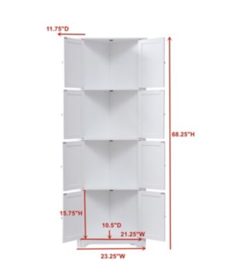 1 Pc Wood Metal Adjustable Shelf 8-Door 4-Tier Corner Kitchen Pantry Cabinet