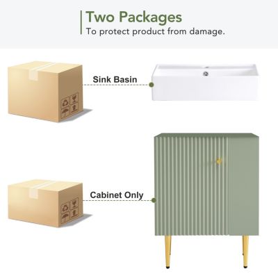 Streamdale Green Vanity Cabinet with Sink, Right-Side Storage